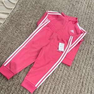 Adidas Pink and White Tracksuit